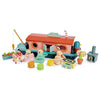 Tender Leaf Toys - Little Otter Canal Boat - 23 Pcs Furnished Wooden Boat Toy with Removeable Roof and Animal Figures - Gender-Neutral Open-Ended Play
