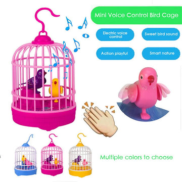 Forart Singing and Chirping Bird in Cage - Realistic Sounds and Movements - Sound Activated Chirp Toy - Electronic Simulation Bird Cage
