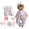 JC Toys 15" Realistic Soft Body Baby Doll with Brown Hair, Brown Eyes, Open/Close Eyes | 10 Piece Gift Set with Bottle, Rattle, Pacifier & Accessories