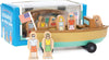 Jack Rabbit Creations 6-Piece Magnetic Lake Boat - Family of 4 & Dog Figures - FSC Wood, Non-Toxic - Wooden Boat Toy, Imaginative Play - Gift Boxed