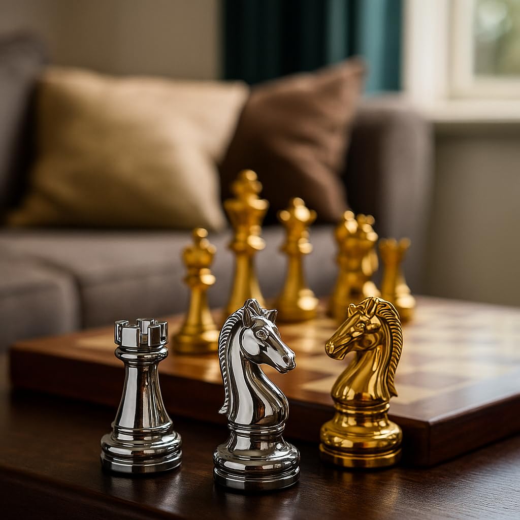 Weighted Metal Chess Pieces 2.6 Inch King Extra Queens Chess Pieces Only, No Board