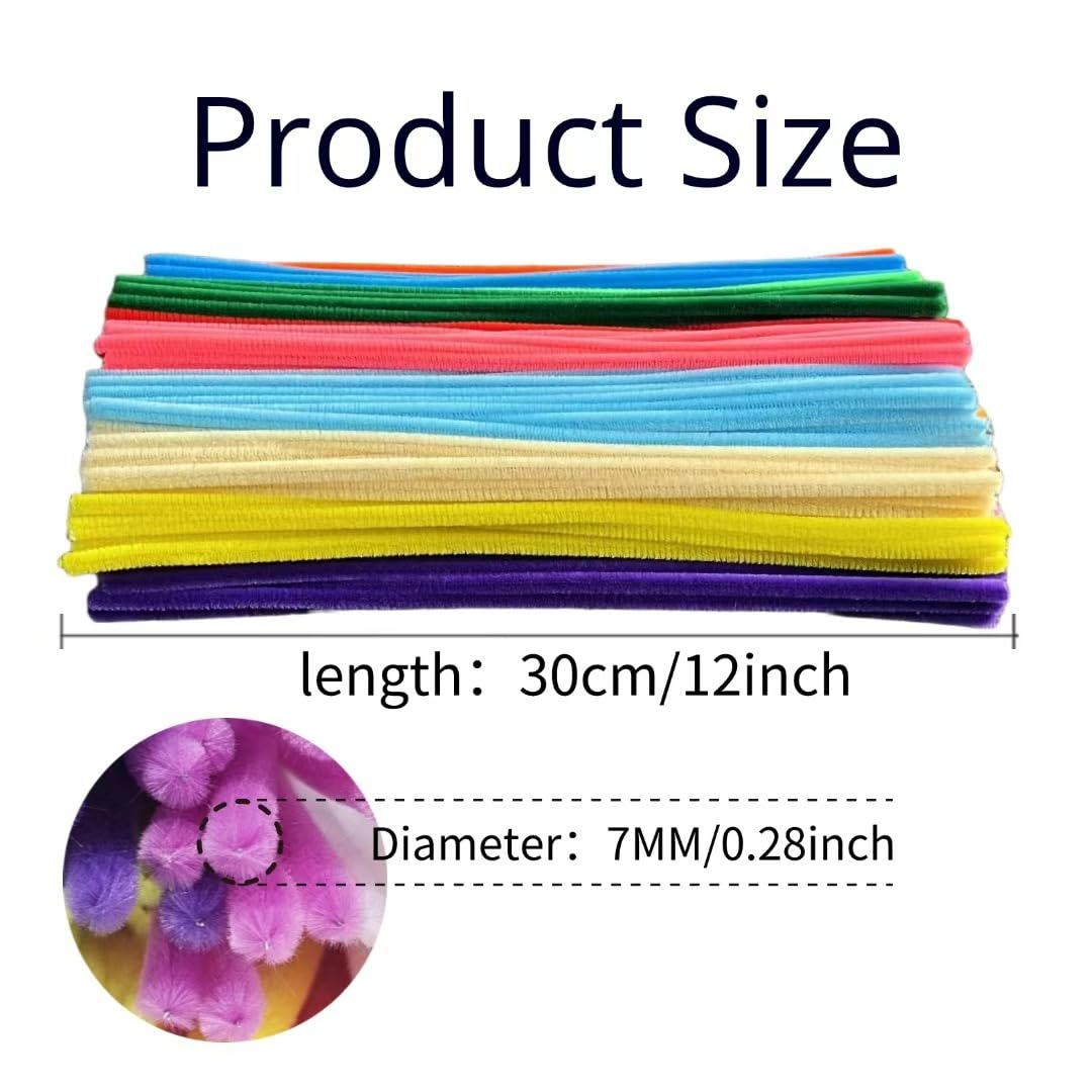 200pcs Pipe Cleaners, Glitter Grass Green Pipe Cleaners Craft Supplies,Thick Chenille Stems Fuzzy Wire Sticks Holiday Decorations and School Supplies