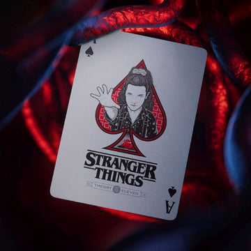 theory11 Stranger Things Playing Cards - Upside Down Sci-Fi Horror Poker Deck with Holographic Foil Box, Magic, Cardistry, Game Night Gift for Fans