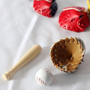 3Pcs Dollhouse Baseball Set, Khaki with Glove, 1/12 Scale Miniature Accessories