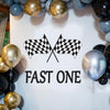 Fast One Party Decal Signl - Race Car 1st Birthday Decorations for Party Balloon Arch,First Birthday Party Backdrop Sticker,Little Boy (Fast One)