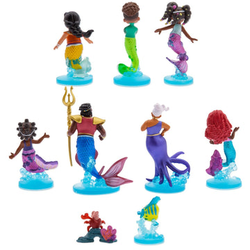 Disney Store Official Junior's Ariel Deluxe Figure Set - 9-Piece Fully Sculpted Mini Figurine Set - Includes Ariel, Ursula, Flounder & More - Perfect