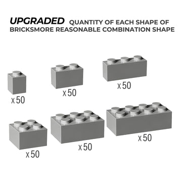 300 Piece Gray Building Bricks, 6 Size Classic Mixed Building Block Set, Compatible with Lego and Major Brands, Suitable for Boys and Girls Over 6