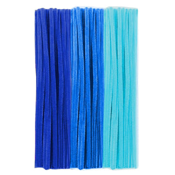 300 Pieces Pipe Cleaners Chenille Stems, 3 Gradient Blue Pipe Cleaners Set for Pipe Cleaners DIY Arts Crafts Decorations, Fathers Day Dad Gift