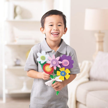 Fun Express Felt Flower Bouquet Craft Kit - Creative DIY Arts & Crafts for Kids - Perfect for Home Birthday Parties and Special Occasions Includes