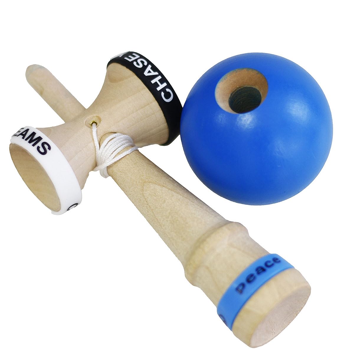Lanxitown Wooden Kendama Toy Cup and Ball Game Hand Eye Coordination Toys for Beginners Hand Eye Coordination Educational Ball and Cup Game (Blue)