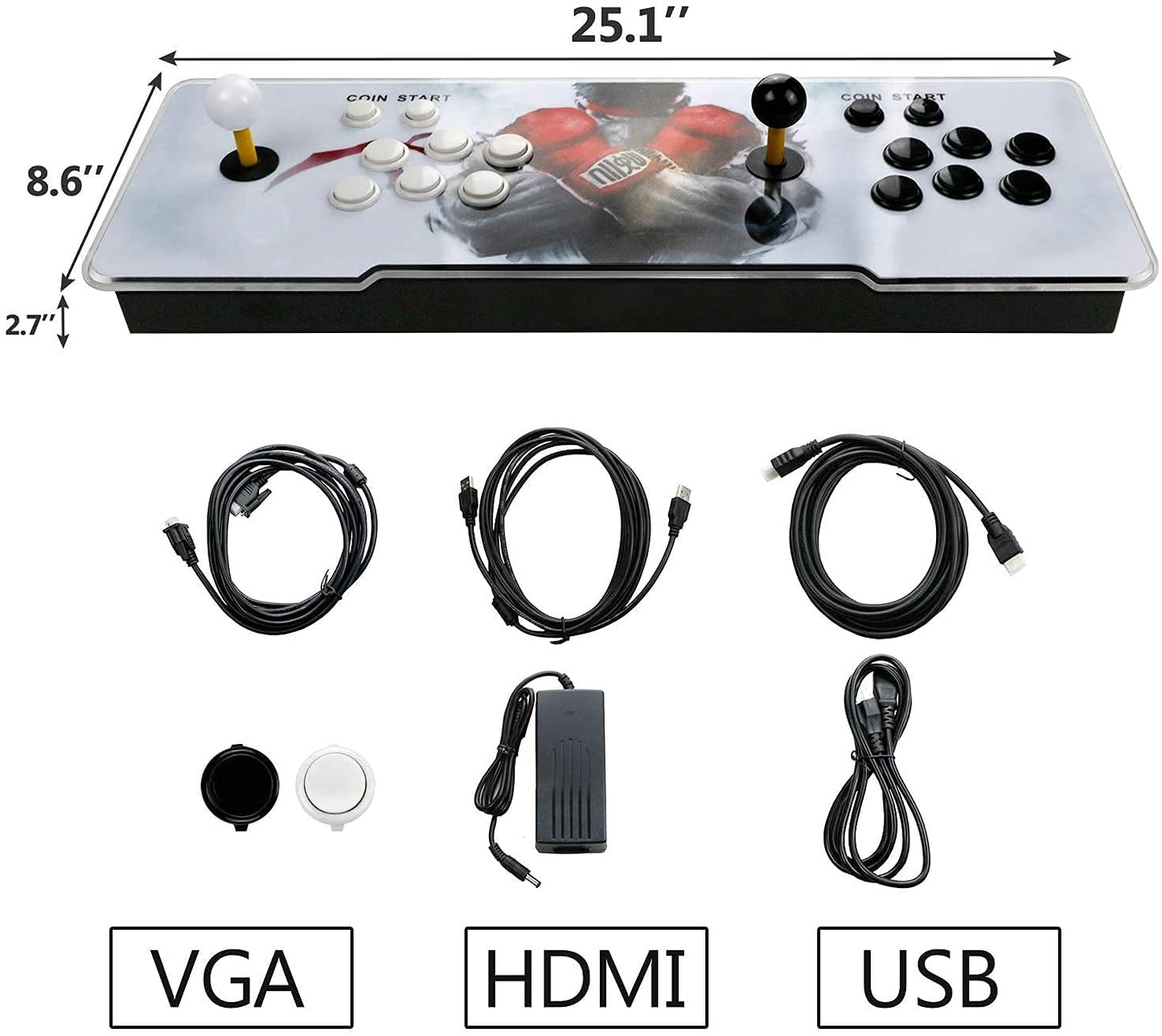 Best Brose Pandora Treasure 3D Arcade Console - 30000 Games, Search Function, 1280x720P, Favorite List, 4 Players Online, 2 Player Controls (Black)
