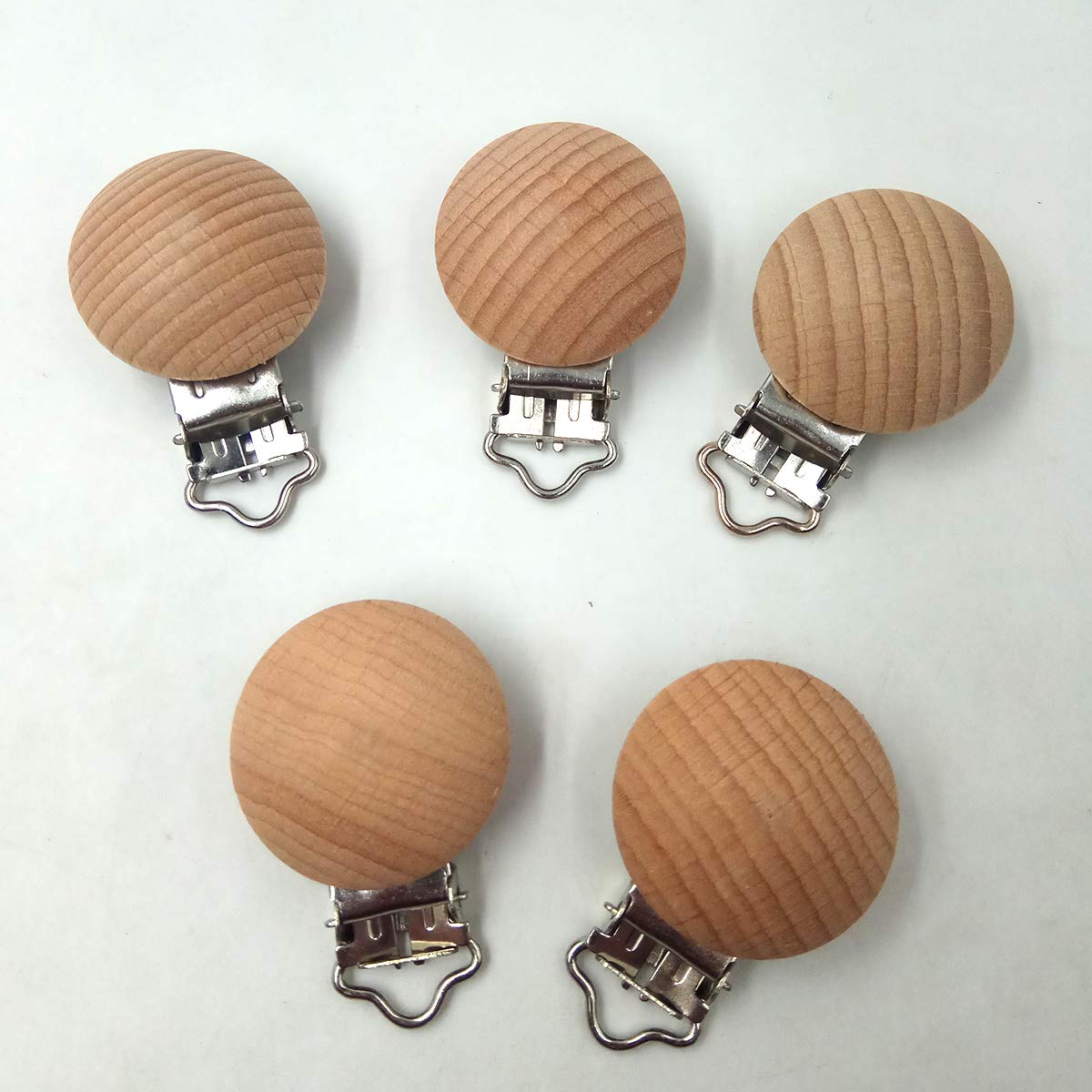 10pcs Natural Beech Wooden Fixed Strap Clips Round Head Shape Suspenders Clip Craft Hooks Clothes Fasteners Holder (3cm/10pcs)
