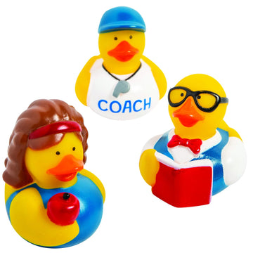 Fun Express Teacher Character Rubber Ducks - 12 Pieces - 2" x 2 1/4" - Vinyl Material