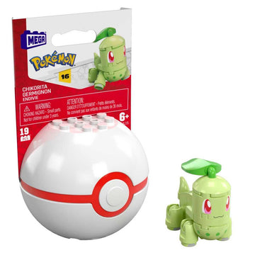 MEGA Pokemon Chikorita Building Set with 19 Compatible Bricks and Pieces and Poke Ball, Toy Gift Set for Ages 6 and up