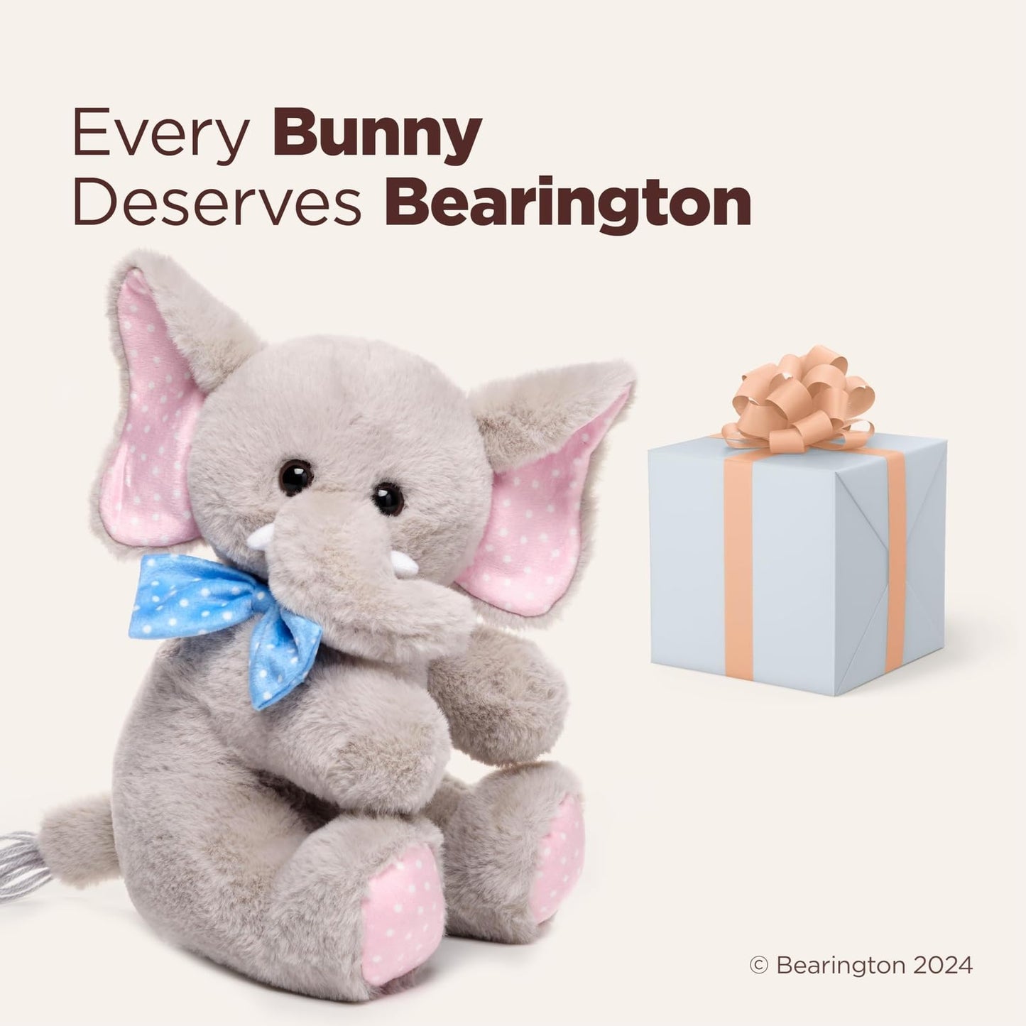 Bearington Dotty Daisy The Stuffed Elephant, 10 Inch Elephant Stuffed Animal, Easter Stuffed Animal