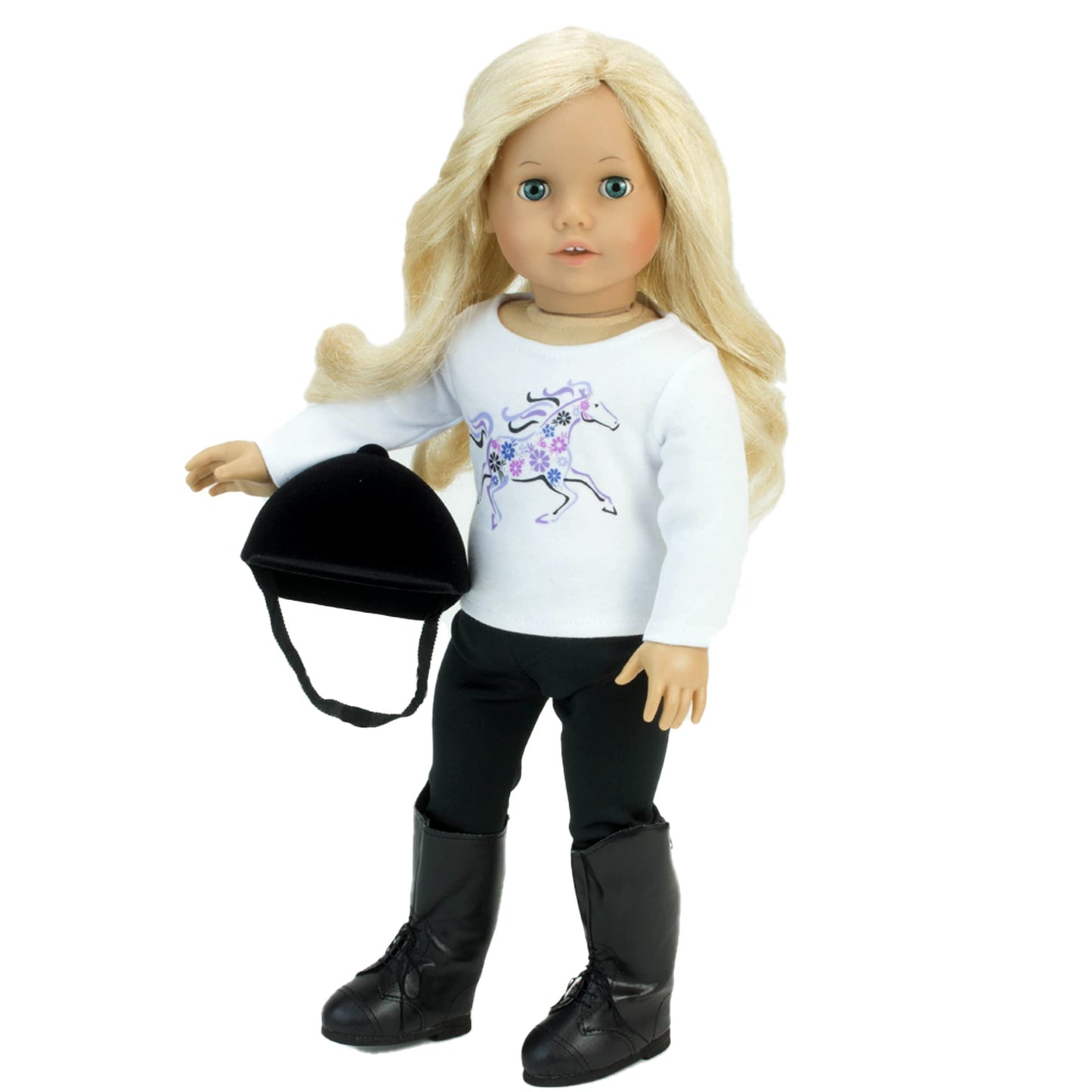 Sophia's 18" Doll Classic Black Hard Velvet Covered Riding Style Horse Riding Helmet
