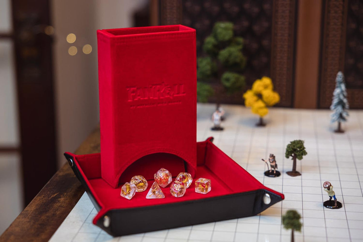 FanRoll Fold Up Dice Tower: Red, Role Playing Game Dice Accessories for Dungeons and Dragons