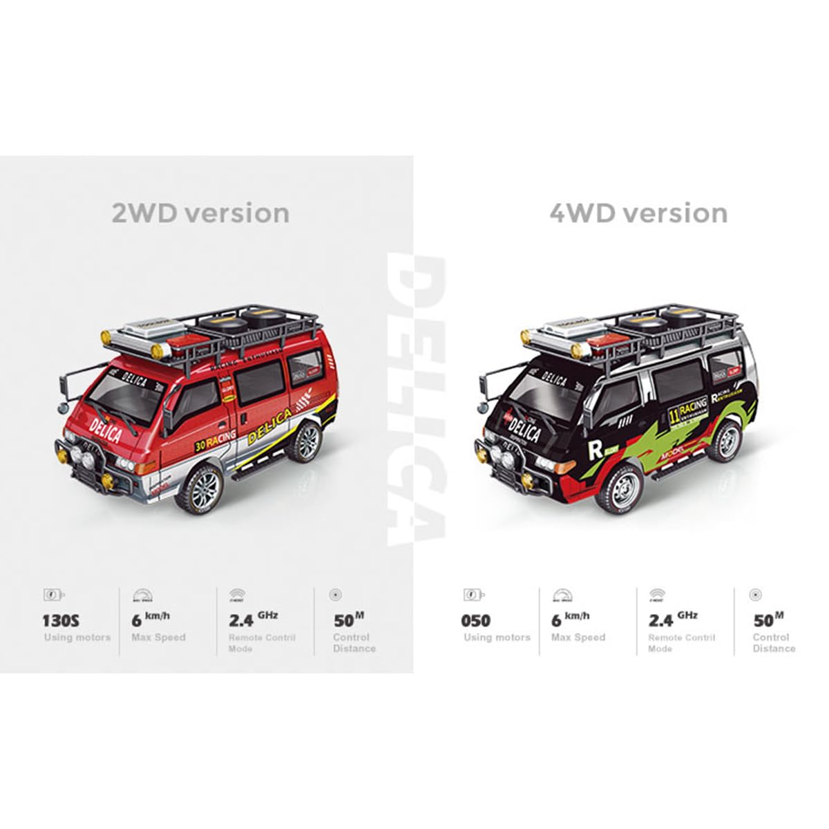 OBIOCKIDAY JXC5813B 1/24 Remote Control Van, 2.4G 4WD Full-Proportional Synchronous RC Car with Light, Mini RC Van Electric Remote Control Car Toy