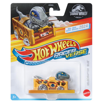 Hot Wheels RacerVerse Velociraptor Blue in Raptor Containment Cage 1:64 Diecast Vehicle