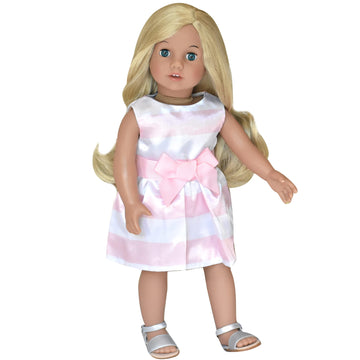 Sophia's Stripe Party Dress and Sandals for 18" Dolls, Pink/White