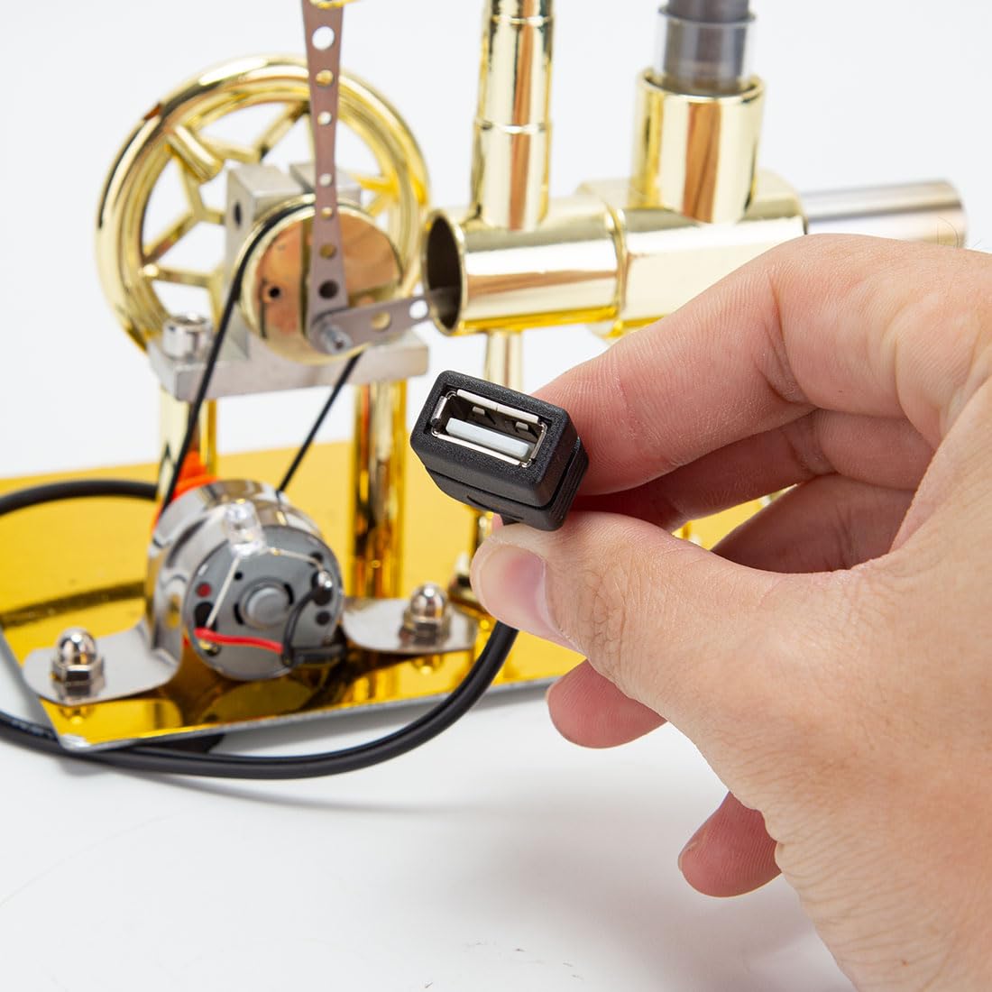 Keetopteep Hot Air Stirling Engine Motor Education Model Electricity Power Generator LED Lights Kit Teaching Stirling Engine Kit for Adults Desktop