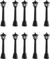 10 Pcs Black Mini Miniature Street Light Model, Railway Train Post Lamps, Black Lamp Outdoor Pathway Lantern Post for Dollhouse Decoration Micro