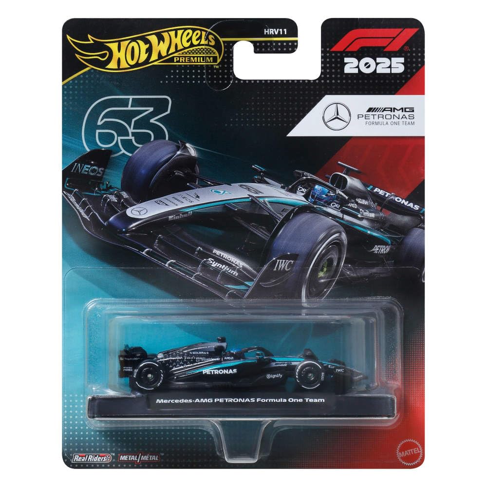 Hot Wheels 1:64 Scale Premium Die-Cast Formula 1 Collectible Toy Race Car with Real Riders Tires & Metal/Metal Body & Chassis