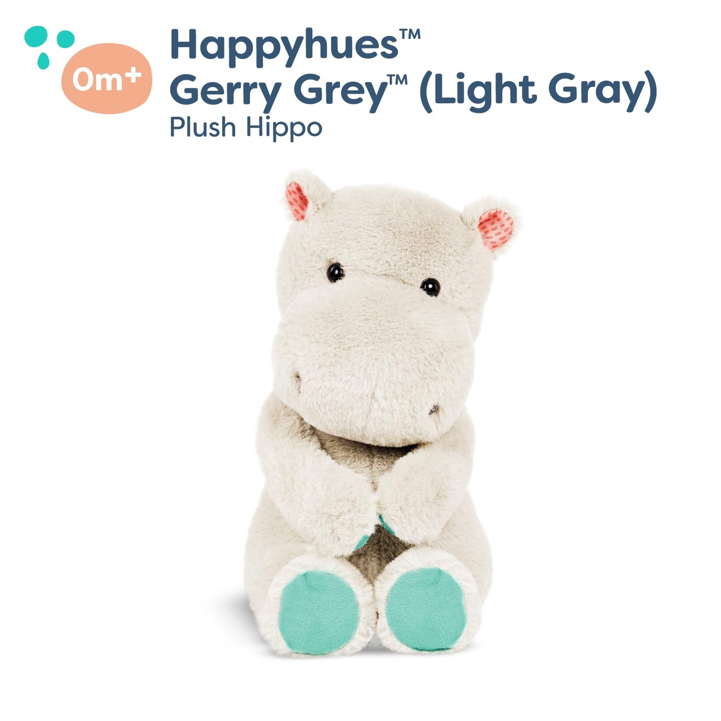B. toys - 12-Inch Plush Hippo - Stuffed Animal - Soft & Gray Hippopotamus Toy - Washable Toys for Baby, Toddler, Kids - Happyhues - Garry Grey Hippo