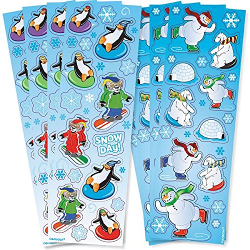 Christmas Winter Fun Printed Paper Strip Stickers, 8 Ct. | Party Favor