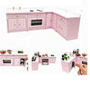 EatingBiting 1:12 Dollhouse Miniature Furniture Kitchen Wooden Pink Combination Cabinet Sink Counters 1/12 Scale Dollhouse Miniature Furniture Deluxe