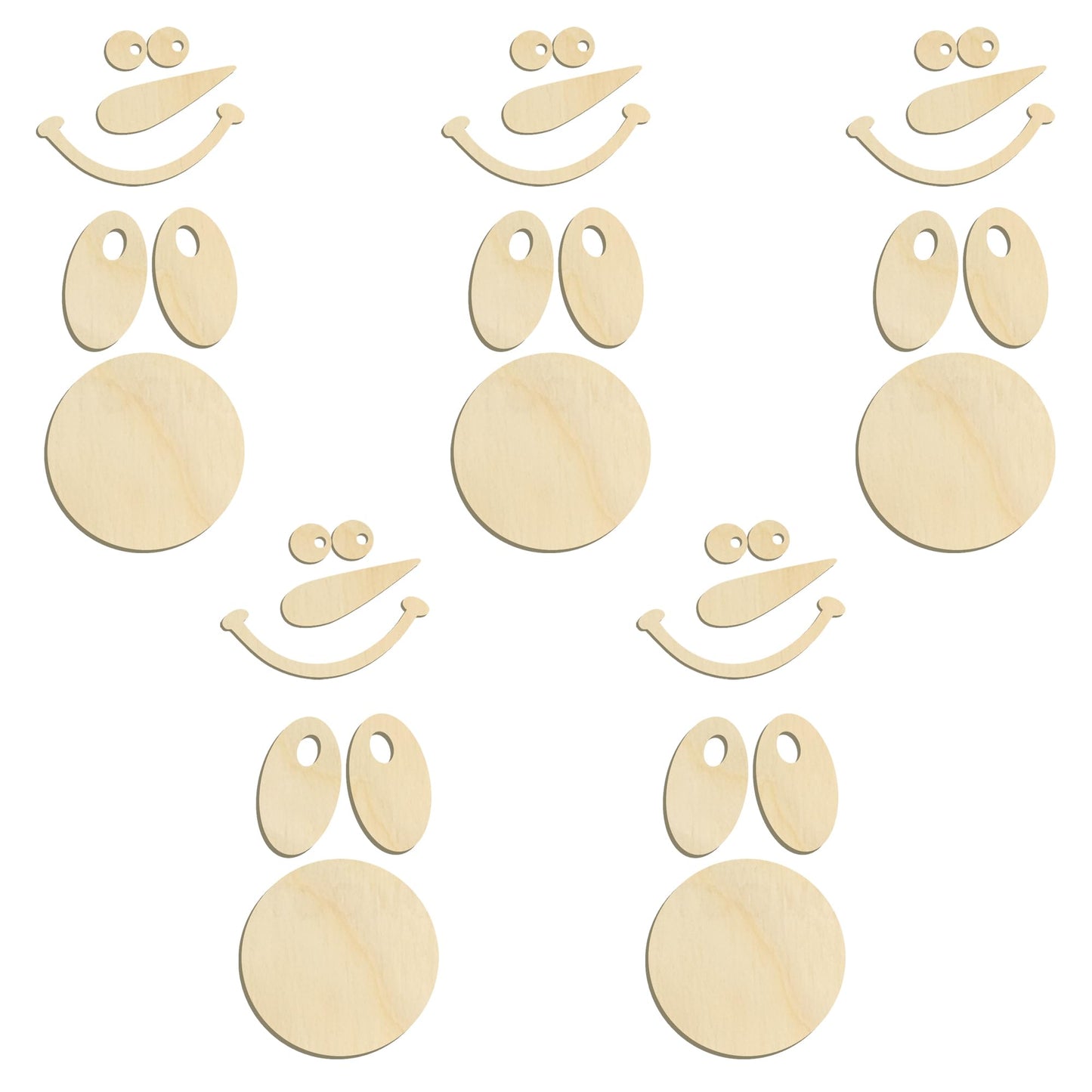 10 Piece Wooden Snowman Face Reindeer Blank Craft Kit - Laser Cut Christmas Snowman Decorations, DIY Holiday Craft Set for Winter Home, Wall,