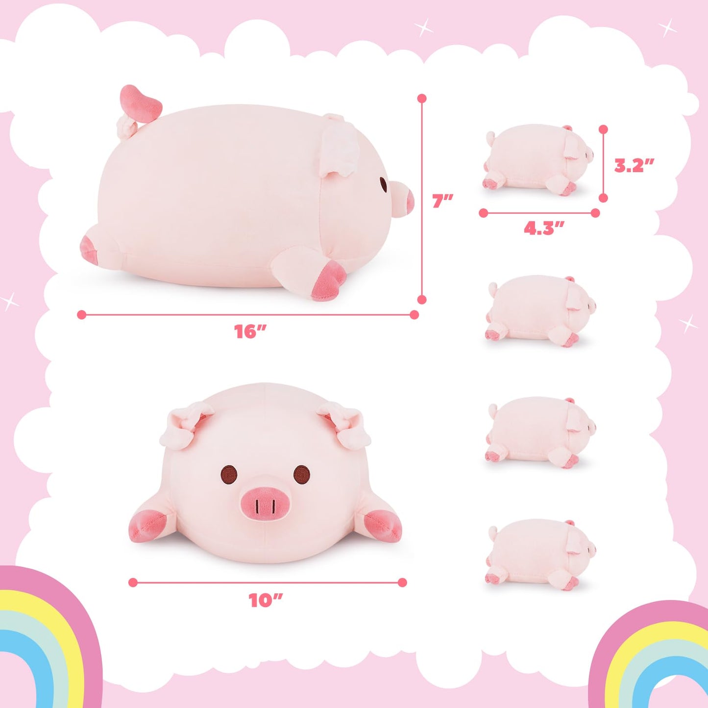 Achwishap 5PCS Pig Family,Pig Stuffed Animal Mommy with 4 Pig Babies Plush,Cute Pig Plush Pillow Cushion Doll,Kawaii Pig Plush Toy Hugging Pillow