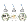 Andaz Press Woodland Safari Animals Wild One Chocolate Drop Label Stickers for Kisses, First Birthday Party Favor Label Stickers, Kids 1st Birthday