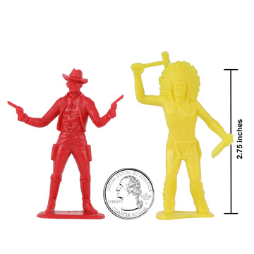 TimMee Cowboys & Indians Plastic Figures - 40pc Red & Yellow Playset - US Made