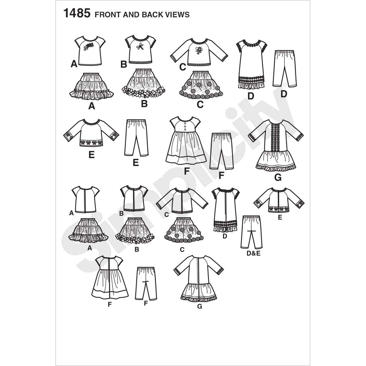 Simplicity 1485 Doll Dress and Clothes Sewing Patterns for 18'' Dolls