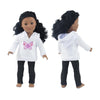Emily Rose 18-inch Doll Clothes White Hoodie Sweatshirt and Stretch Blue Jeans - Casual Outdoor Clothing Outfit | Doll NOT Included | USA Business |