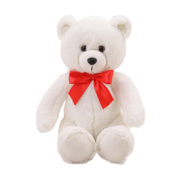 Plushland 15" Sitting Brown Fluffy Bear with Bowknot - Soft Plush Teddy Bear for Kids & Adults - Cuddly Stuffed Animal Gift for All Ages - Adorable