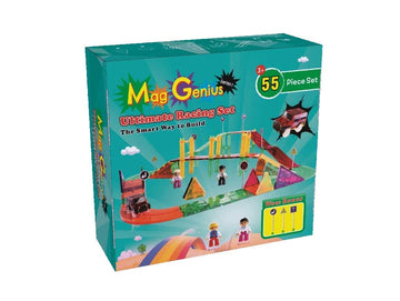 Mag Genius Ultimate Racing 55-Piece Magnet Set with 8 Bonus Road Signs and 2 Toy Figures