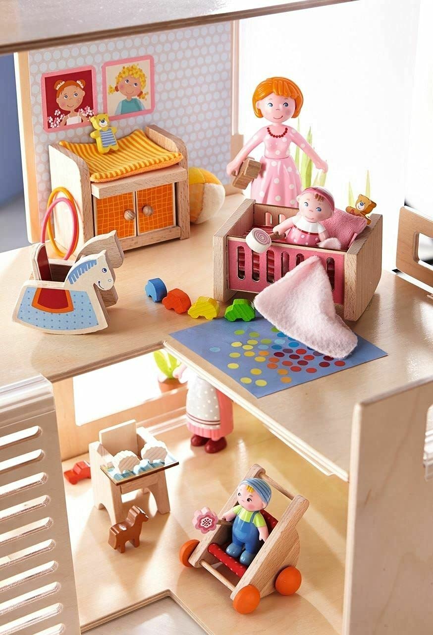 HABA Little Friends Babies Marie & Max - 2.5" Twin Baby Dollhouse Toy Figures (2 Piece Set)
