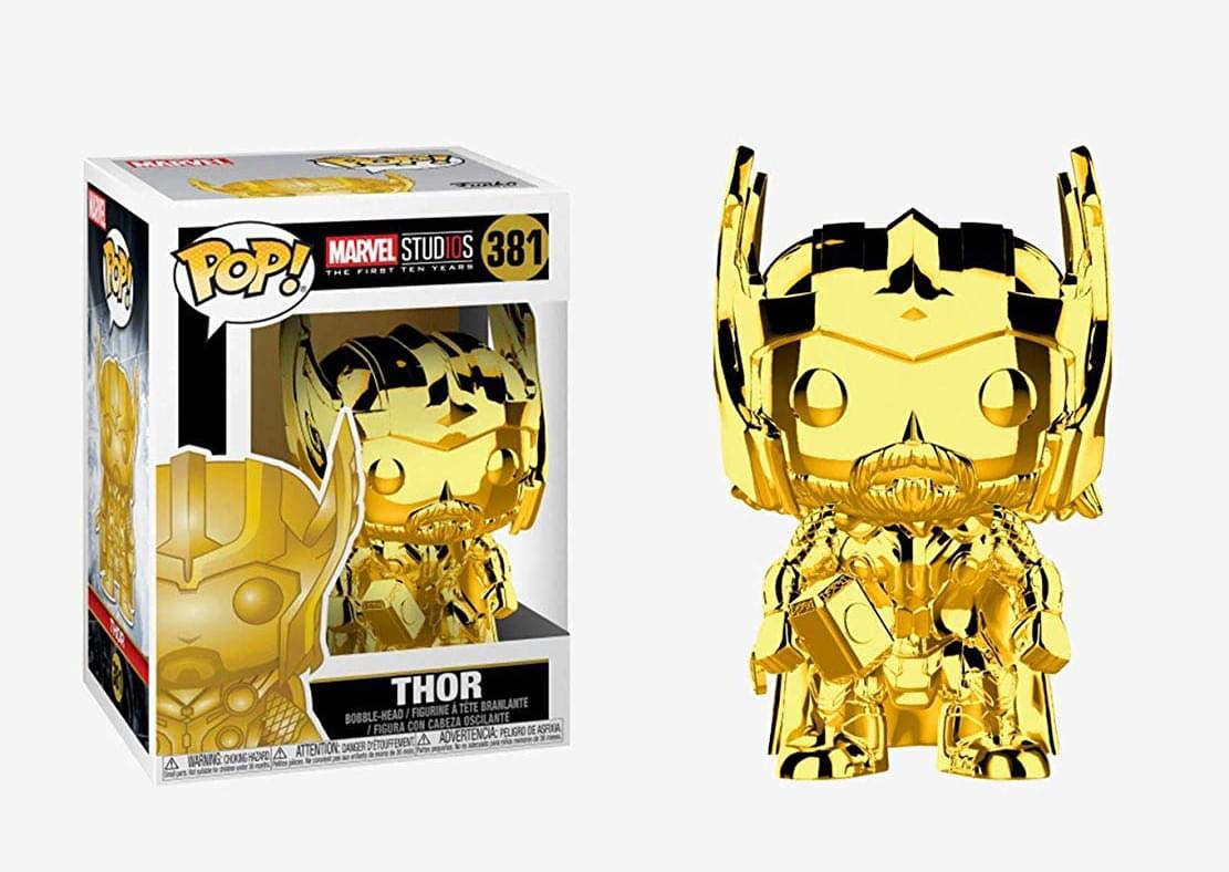 Funko Pop Marvel: Studios 10 - Thor (Gold Chrome) Collectible Figure, Multicolor, Standard