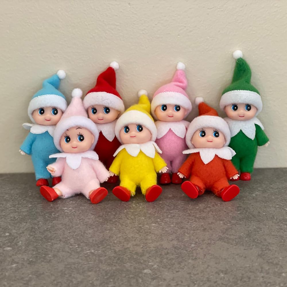 JHBEMAXS Kawaii Mini Baby Elf Dolls Tiny Plush Toys Shelf Decoration for Kids Adults (Blue)