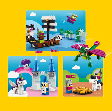Classic Creative Fantasy Universe Set 11033, Building Adventure with Unicorn Toy, Castle, Dragon and Pirate Ship Builds, Toys for Kids Ages 5 Plus