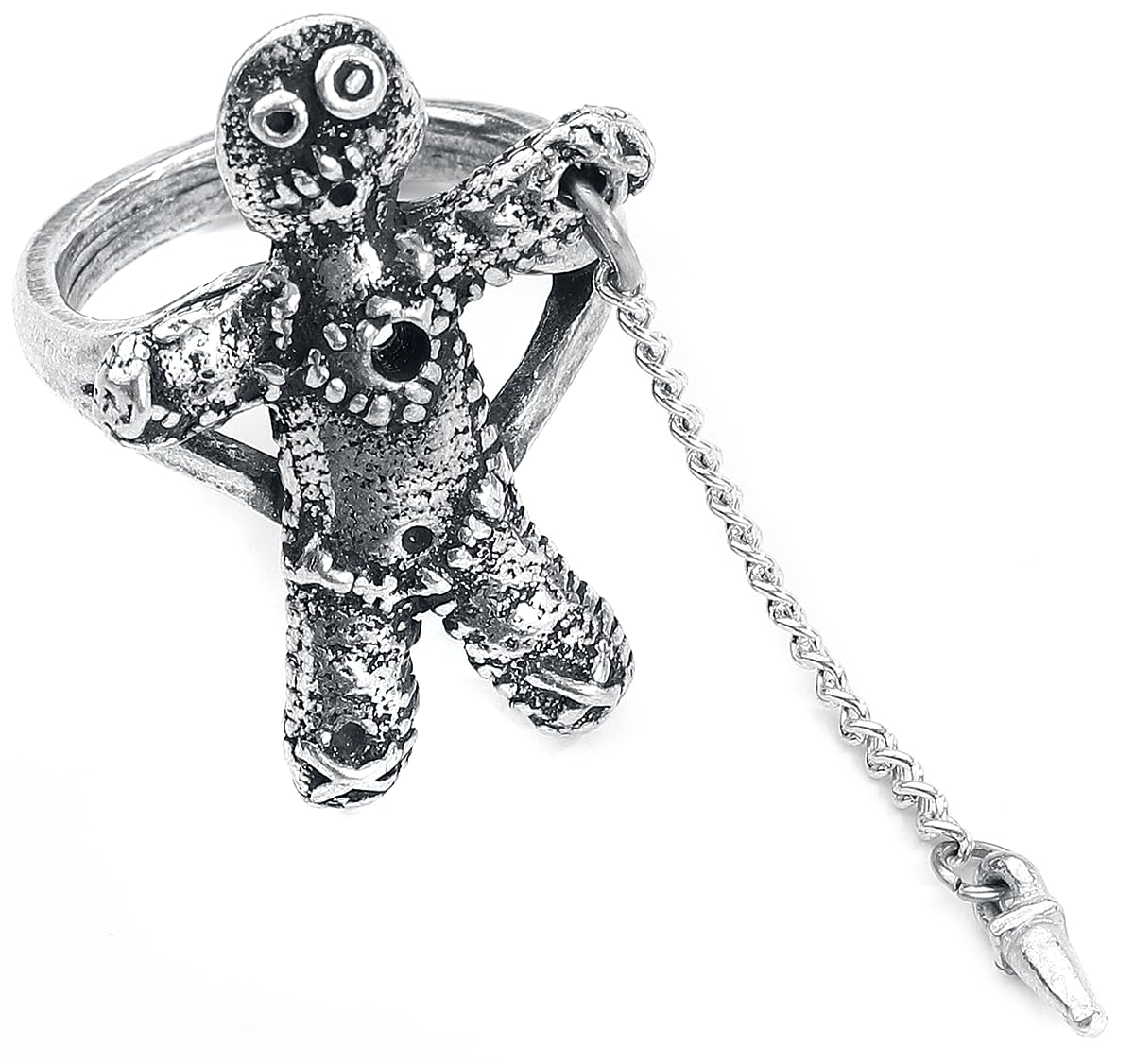 Women's Alchemy England Voodoo Doll with Stick Pin Gothic Spells Pewter Ring Size 11