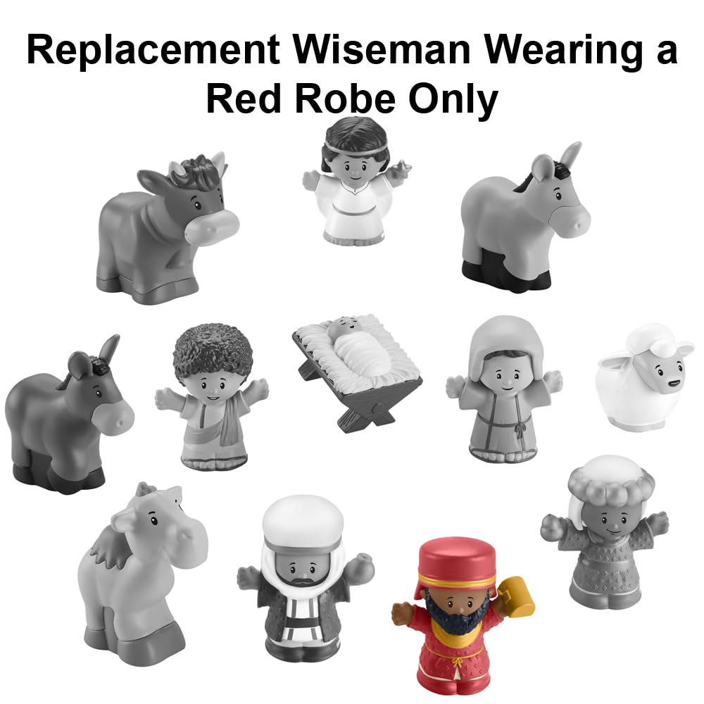 Replacement Part for Fisher-Price Little People Nativity Set - HMX70 ~ Wiseman Wearing a Red Robe Carrying a Gift for Baby Jesus ~ Works Well with All