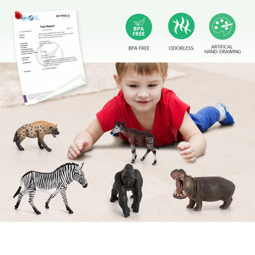 Volnau Safari Animal Figurines Toys 13PCS Africa Figures for Kids Toddlers Christmas Decoration Gift Preschool Educational Zoo Pack Lion Jungle Forest