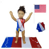 18 Inch Doll Clothes and Accessories,18 inch Dolls Gymnastics Leotard,Matching Doll 4th July Patriotic Clothes USA Flag,Mat and Olympic Gold Medal