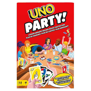 Mattel,UNO Party Card Game-Larger Groups! Wilder Rules! Faster Fun!