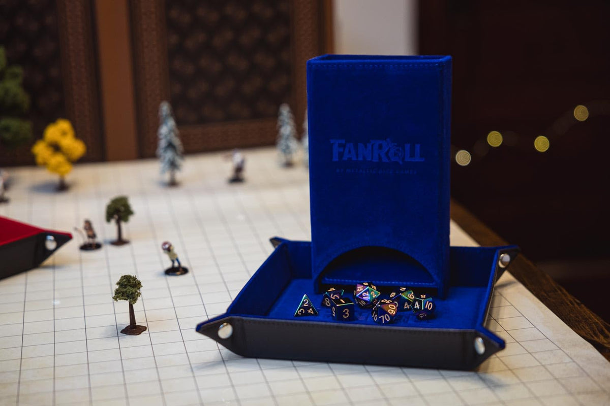 FanRoll Fold Up Dice Tower: Blue, Role Playing Game Dice Accessories for Dungeons and Dragons