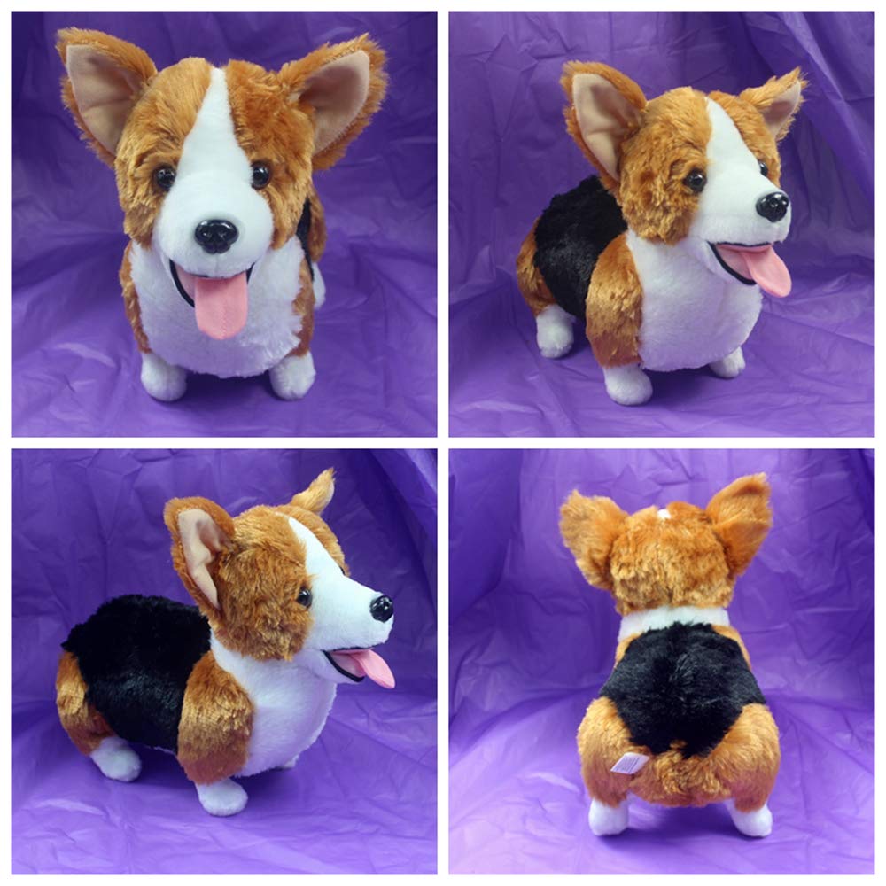VACHICHI Stuffed Animal Dogs Lifelike Plush Toy Puppy, Tricolor Welsh Corgi,12 Inch