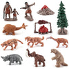 BLAPNK Realistic Prehistoric Animal and Primitive Figurines Moodel Toy 12 Pcs Ancient Smilodon Mammoth Human Figures Collection Playset Educational